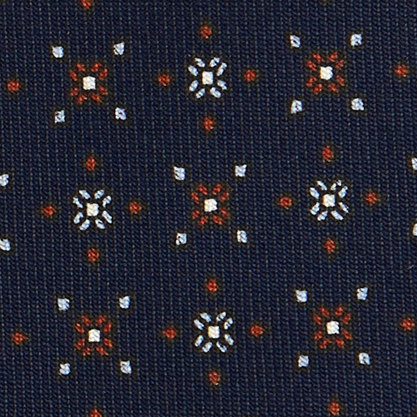 CRAVATTA SARTORIALE IN SETA STAMPATA BLU SCURO