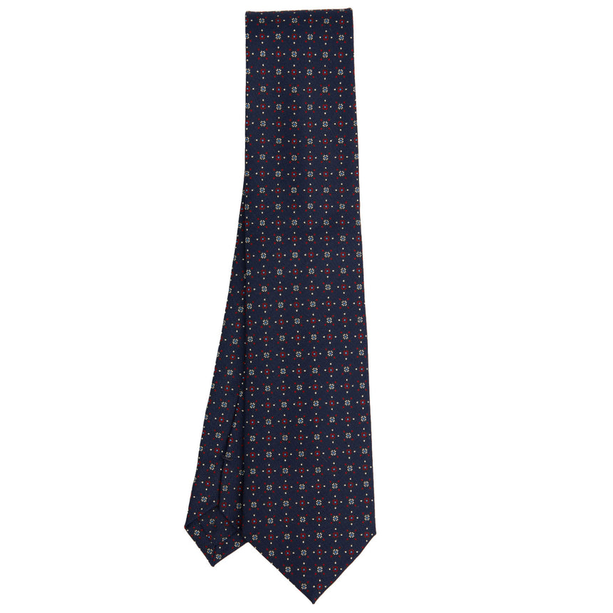 CRAVATTA SARTORIALE IN SETA STAMPATA BLU