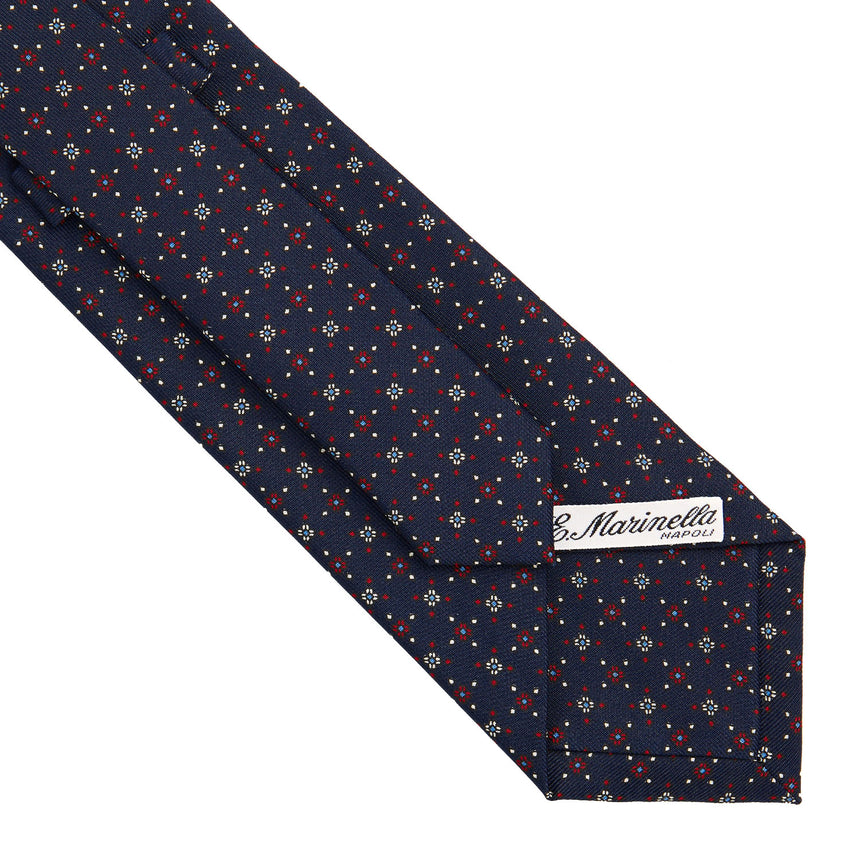 CRAVATTA SARTORIALE IN SETA STAMPATA BLU