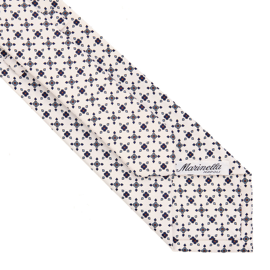 WHITE SARTORIAL PRINTED SILK TIE
