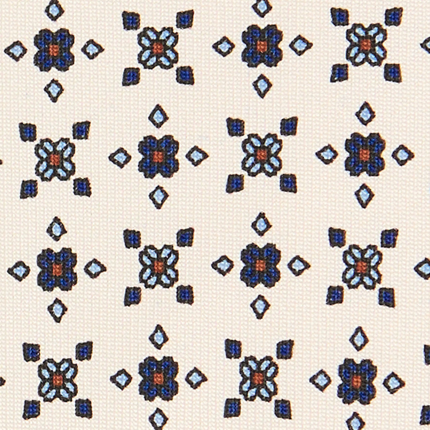 WHITE SARTORIAL PRINTED SILK TIE
