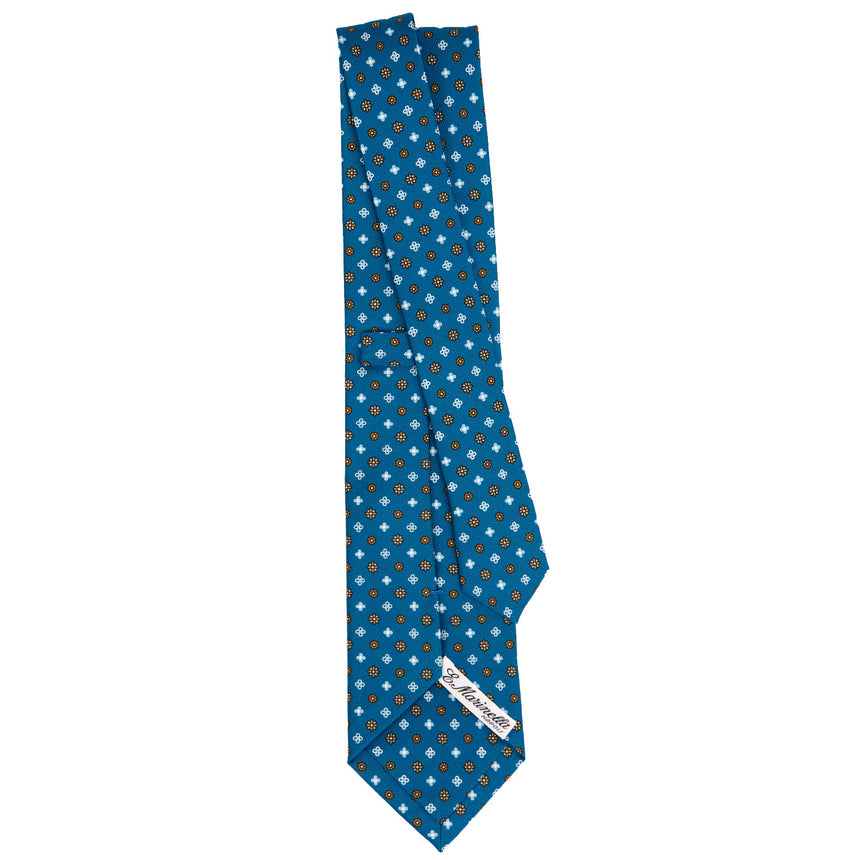 MID BLUE SARTORIAL PRINTED SILK TIE