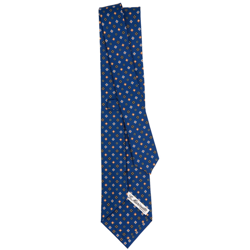 CRAVATTA SARTORIALE IN SETA STAMPATA BLU