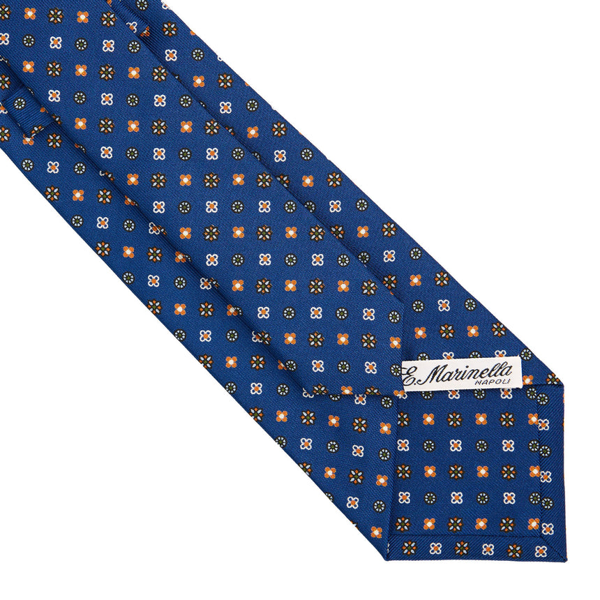 CRAVATTA SARTORIALE IN SETA STAMPATA BLU