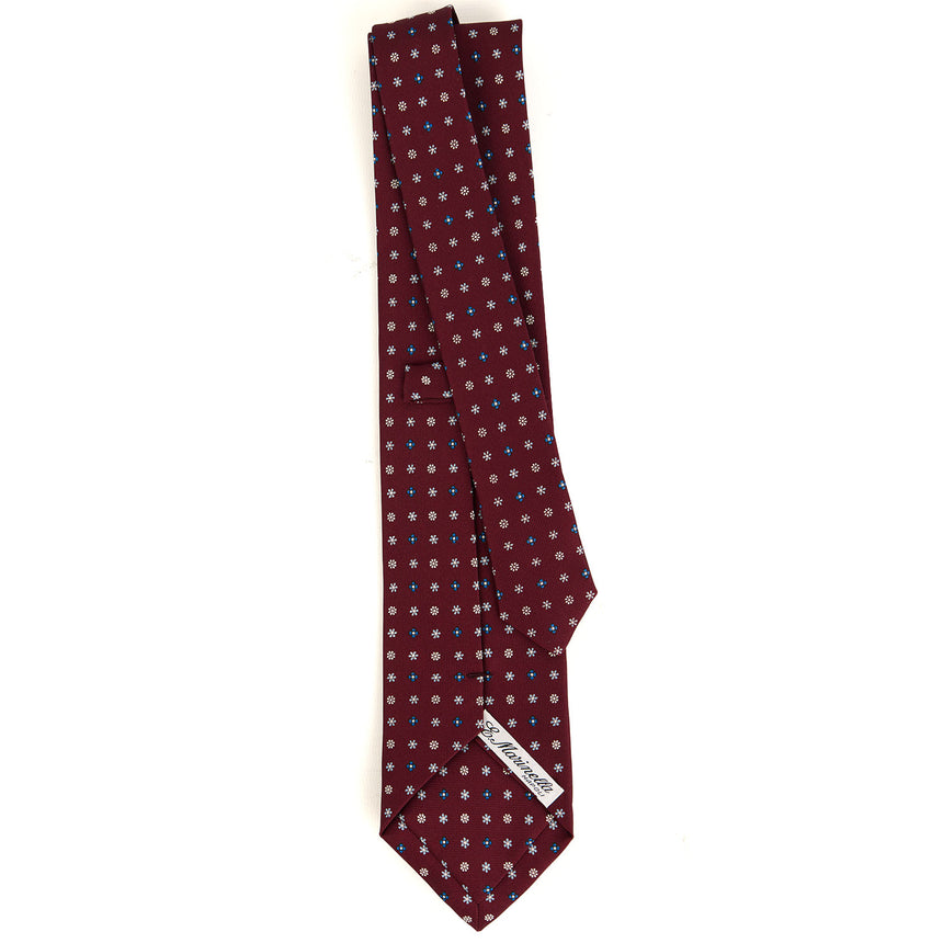 CRAVATTA SARTORIALE IN SETA STAMPATA BORDEAUX