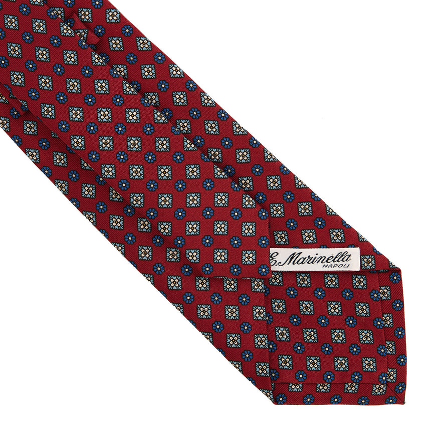 CRAVATTA SARTORIALE IN SETA STAMPATA BORDEAUX