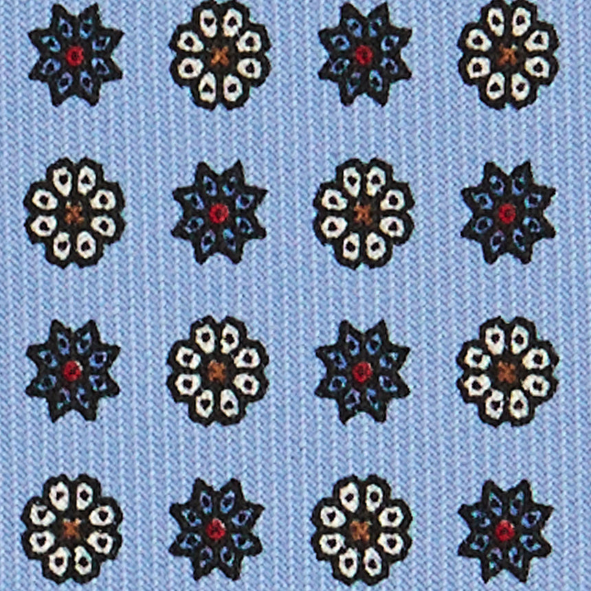 CRAVATTA SARTORIALE IN SETA STAMPATA AZZURRO
