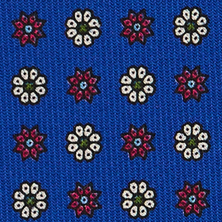 CRAVATTA SARTORIALE IN SETA STAMPATA BLUETTE