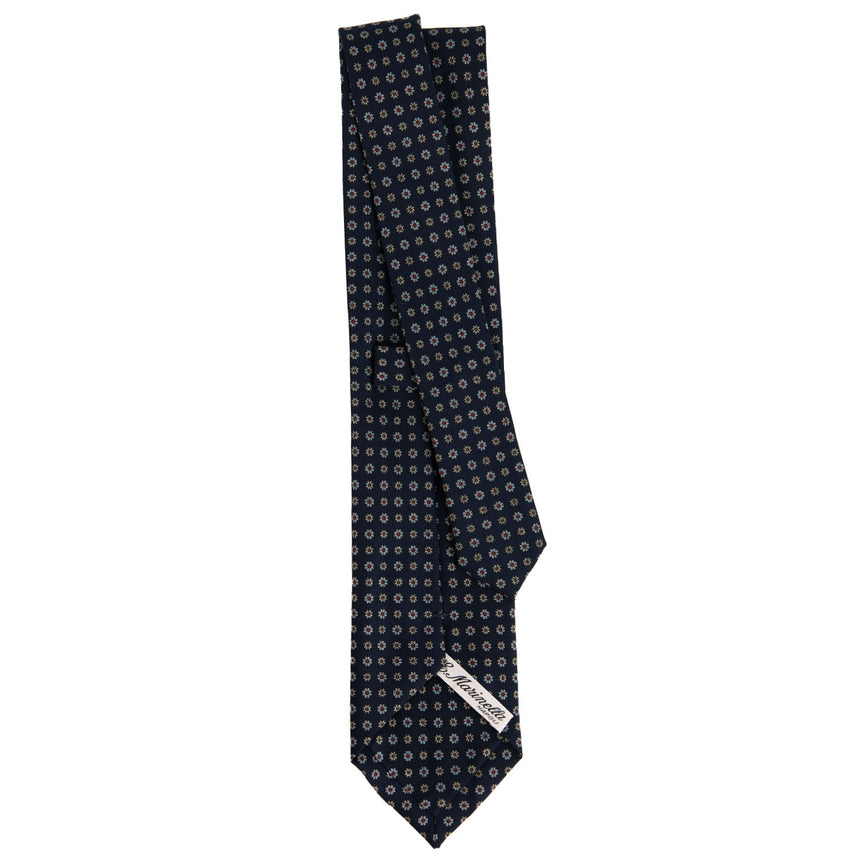 CRAVATTA SARTORIALE IN SETA STAMPATA BLU SCURO
