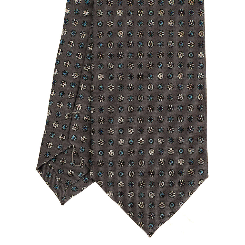 CRAVATTA SARTORIALE IN SETA STAMPATA GRIGIO SCURO