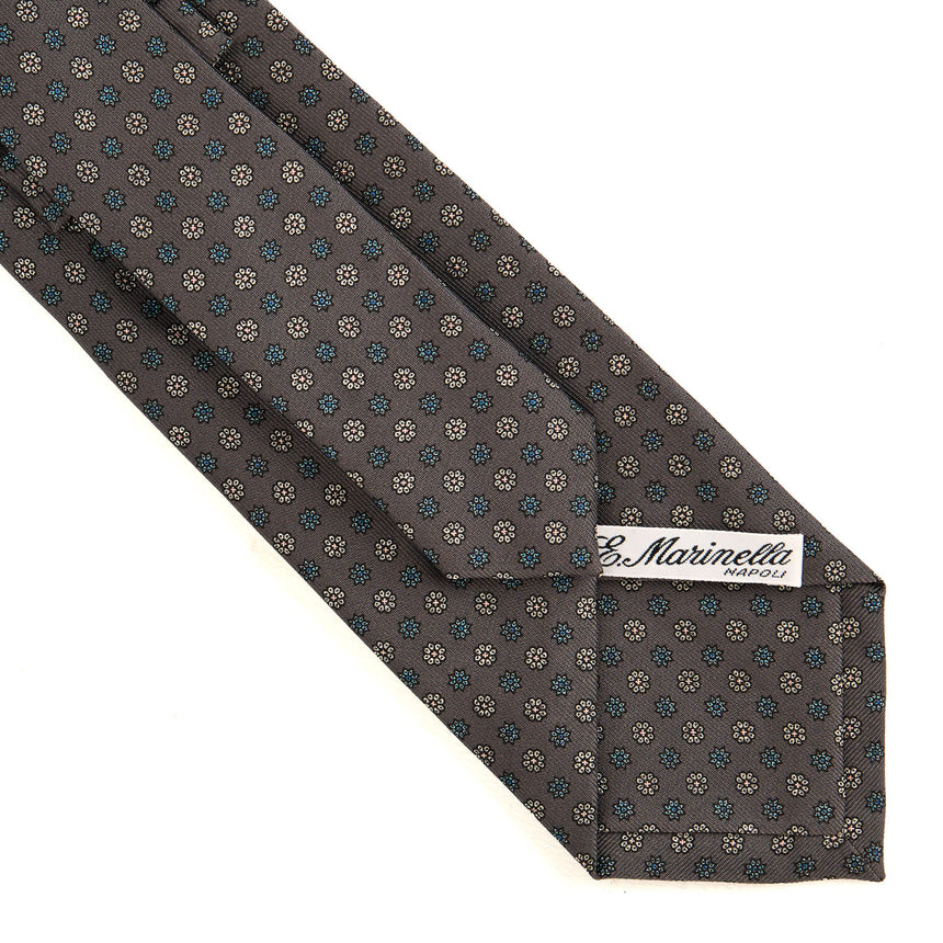 CRAVATTA SARTORIALE IN SETA STAMPATA GRIGIO SCURO