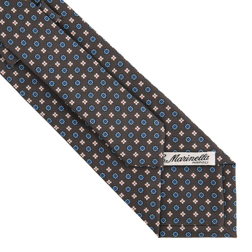 CRAVATTA SARTORIALE IN SETA STAMPATA GRIGIO SCURO