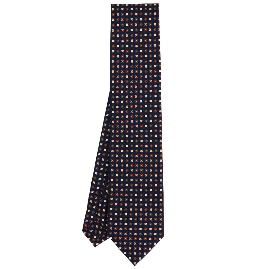 CRAVATTA SARTORIALE IN SETA STAMPATA BLU SCURO