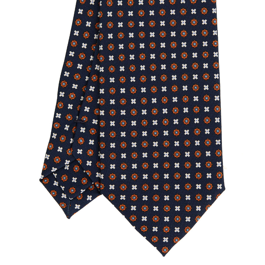 CRAVATTA SARTORIALE IN SETA STAMPATA BLU