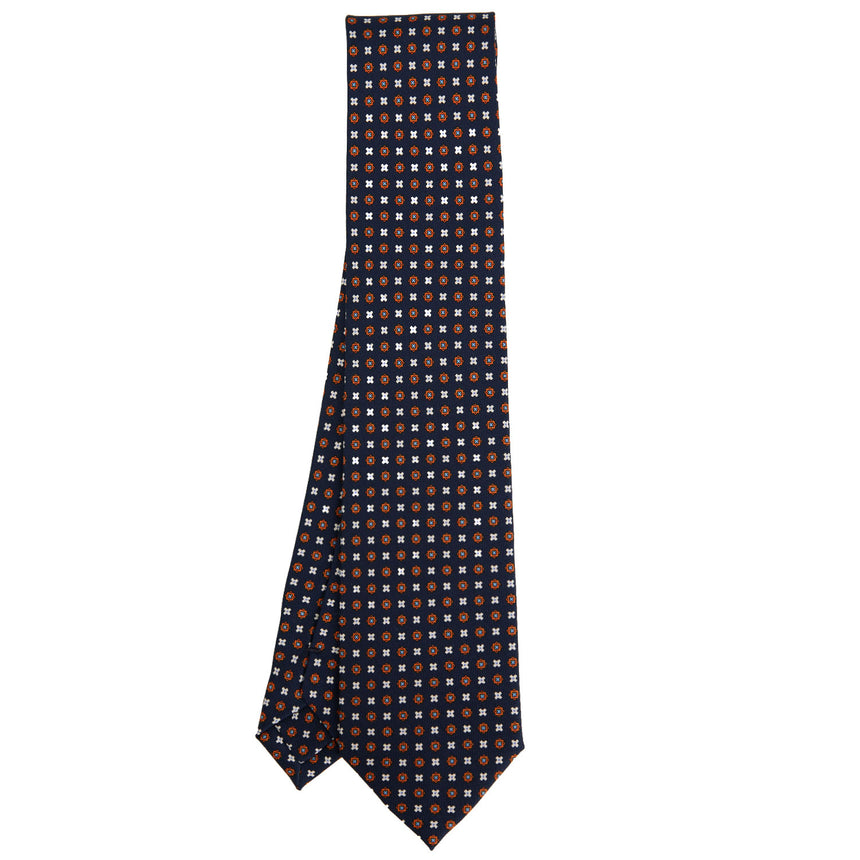 CRAVATTA SARTORIALE IN SETA STAMPATA BLU