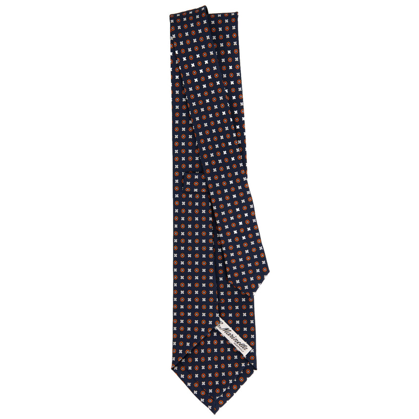 CRAVATTA SARTORIALE IN SETA STAMPATA BLU