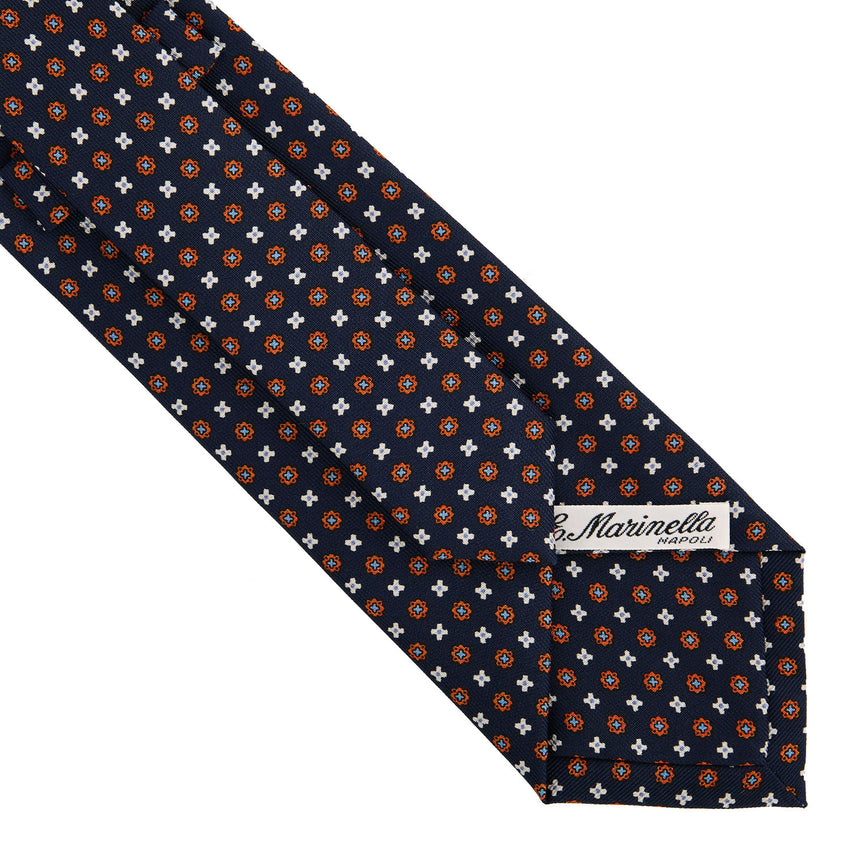 CRAVATTA SARTORIALE IN SETA STAMPATA BLU