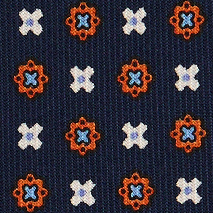CRAVATTA SARTORIALE IN SETA STAMPATA BLU