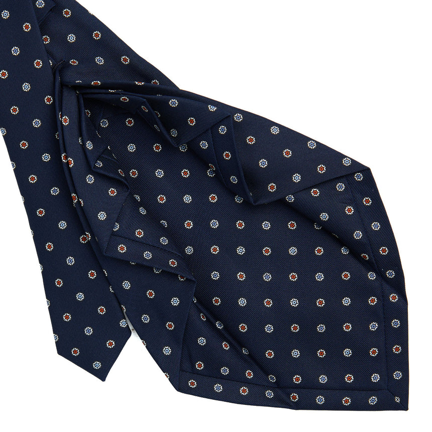 CRAVATTA SARTORIALE 9 PIEGHE IN SETA BLU SCURO