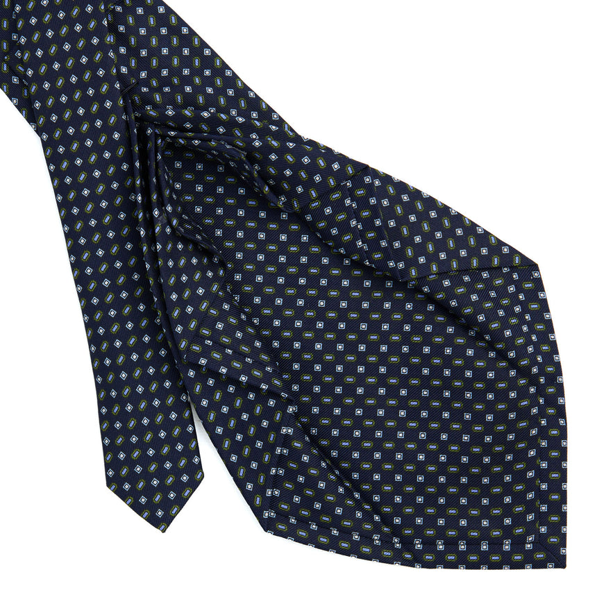 CRAVATTA SARTORIALE 9 PIEGHE IN SETA BLU SCURO