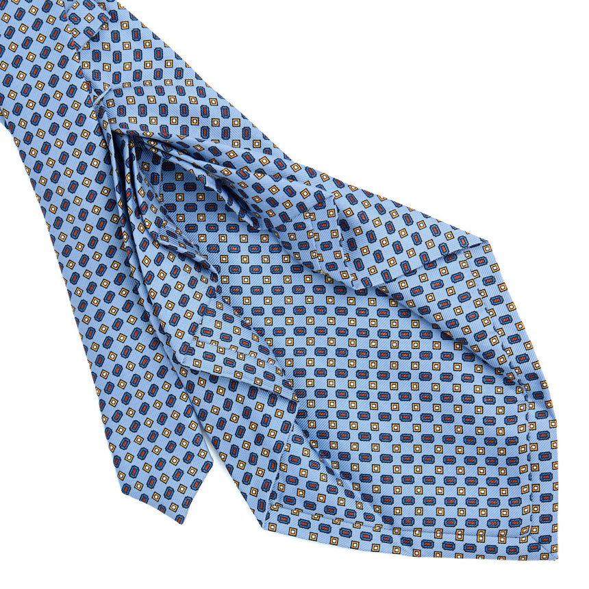CRAVATTA SARTORIALE 9 PIEGHE IN SETA AZZURRA