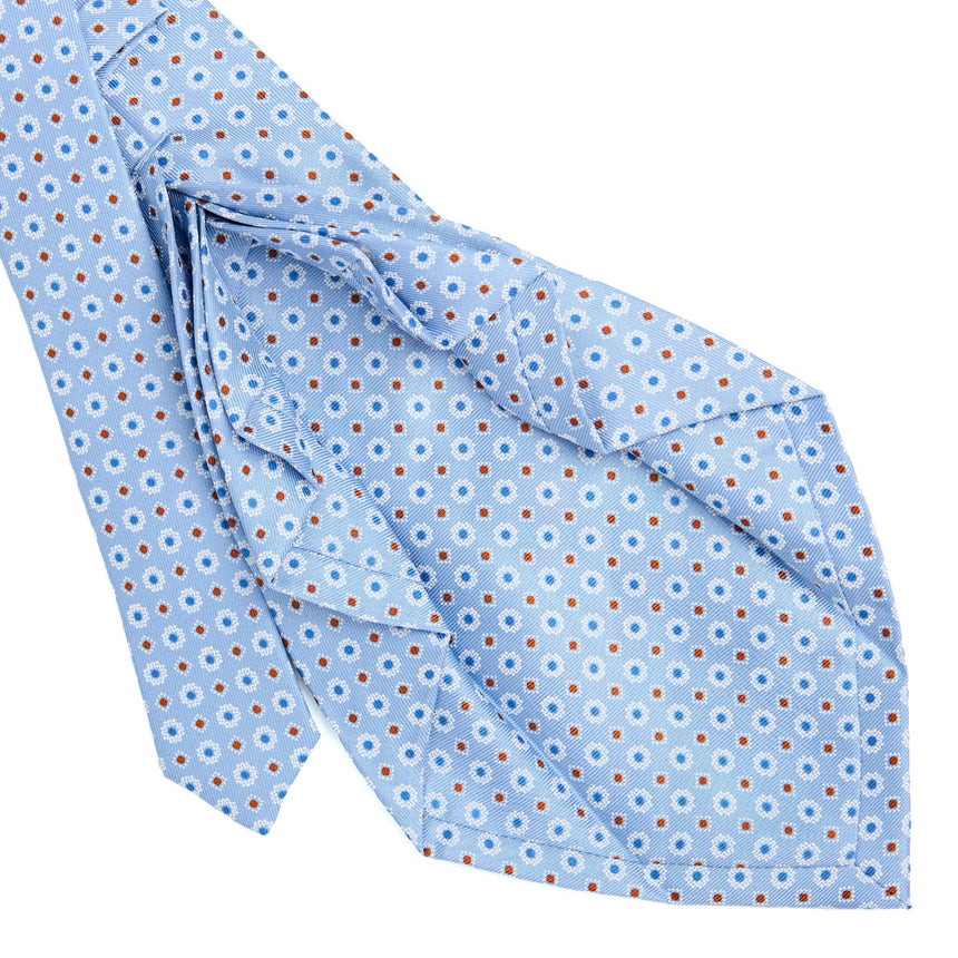 CRAVATTA SARTORIALE 9 PIEGHE IN SETA AZZURRA