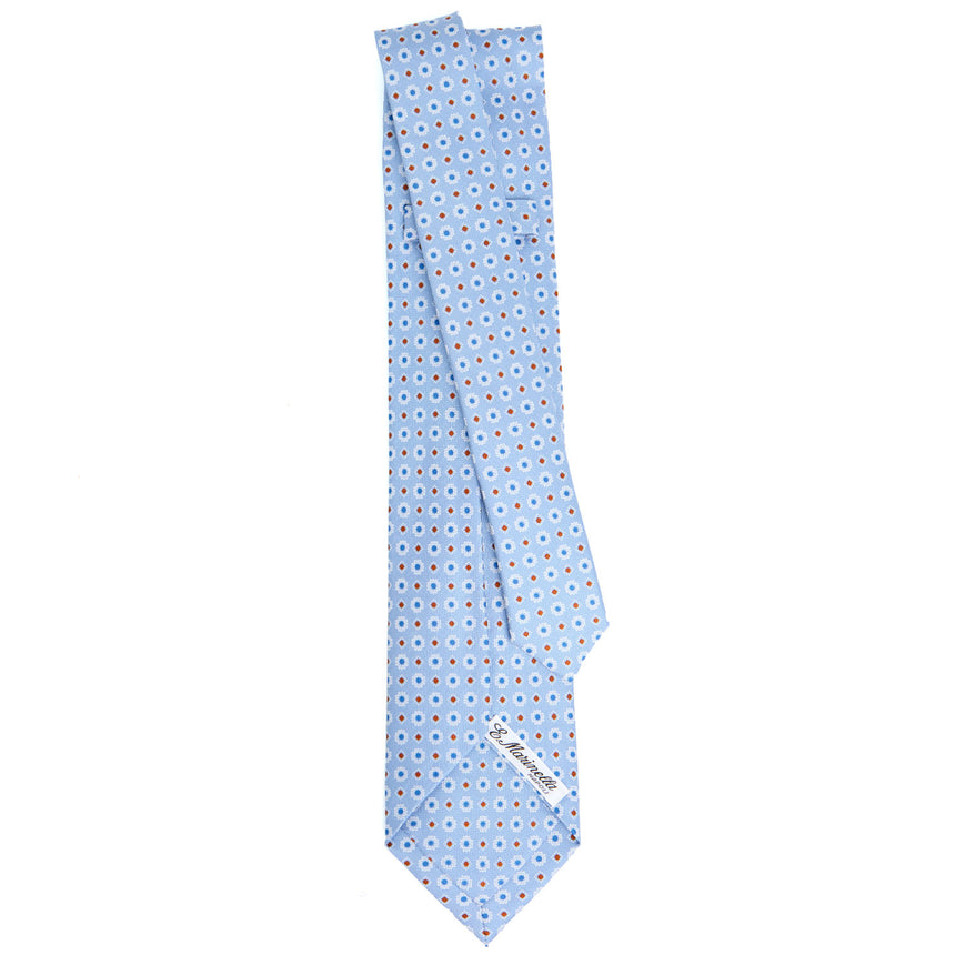 CRAVATTA SARTORIALE 9 PIEGHE IN SETA AZZURRA