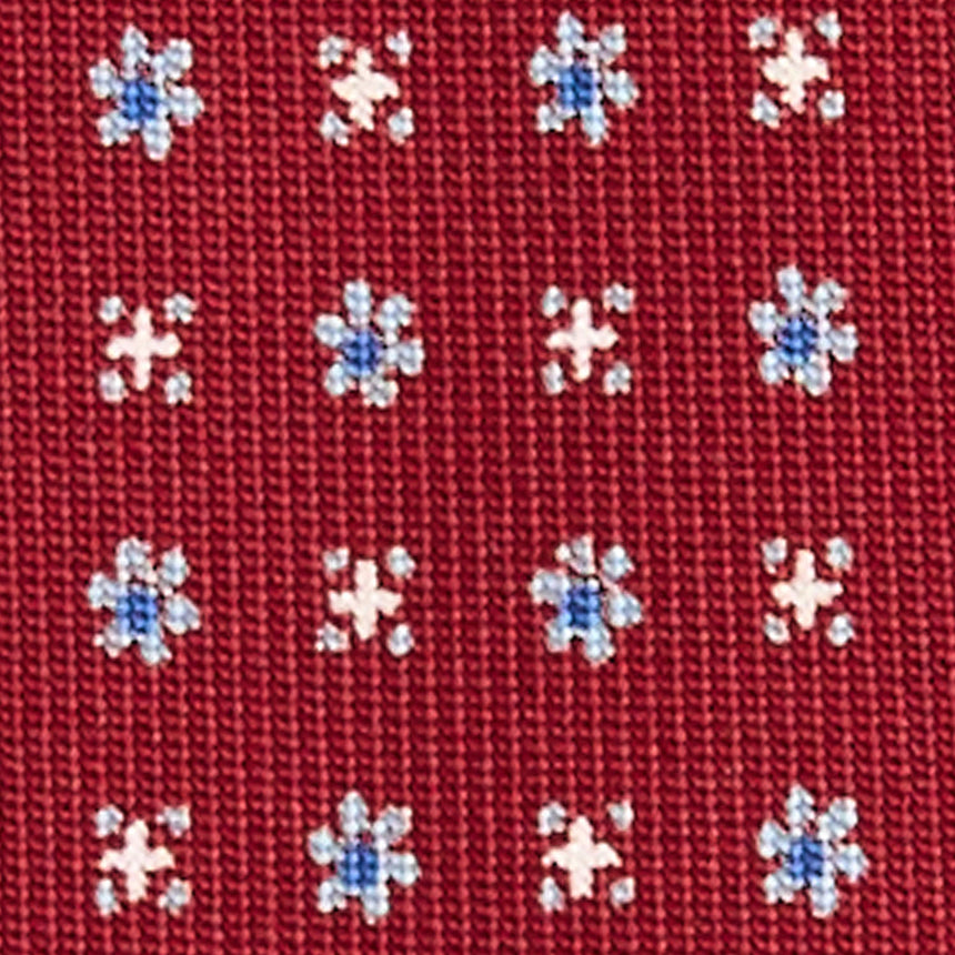 BURGUNDY 9 FOLD SARTORIAL PRINTED SILK TIE