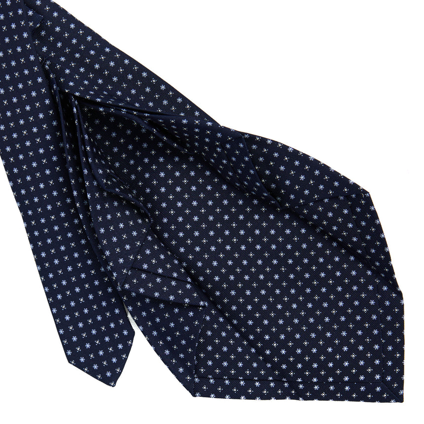 DARK BLUE 9 FOLD SARTORIAL PRINTED SILK TIE