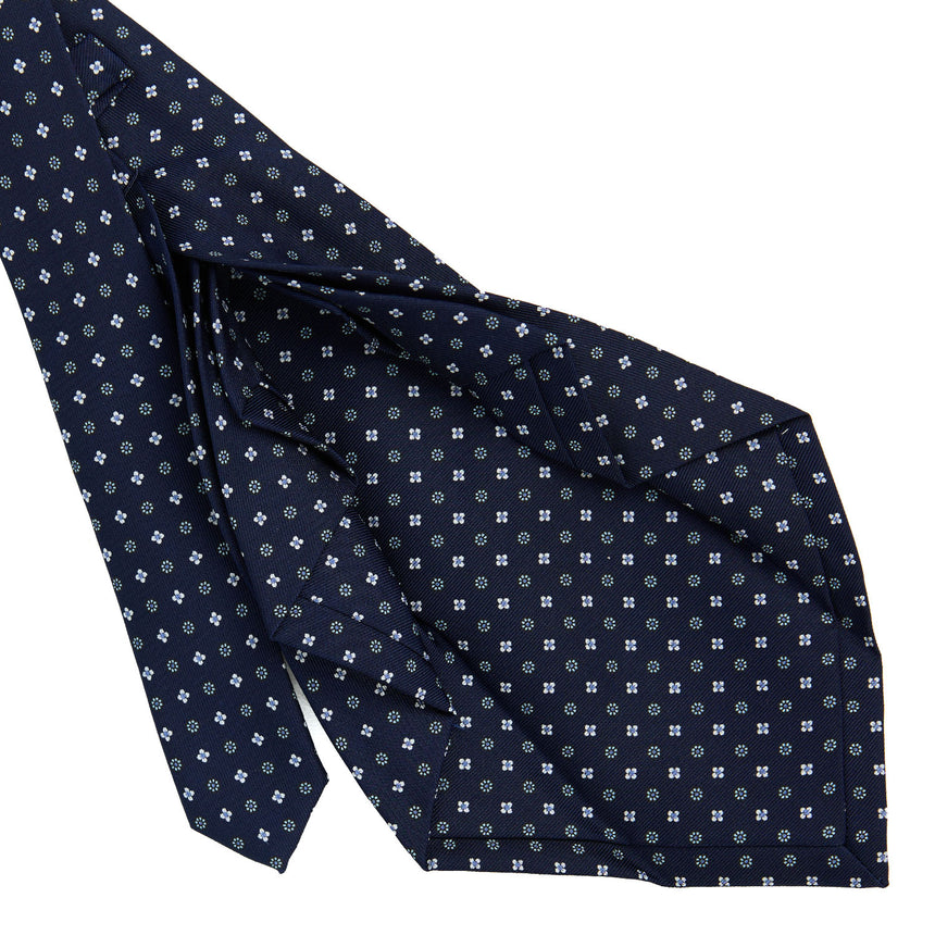 DARK BLUE 9 FOLD SARTORIAL PRINTED SILK TIE