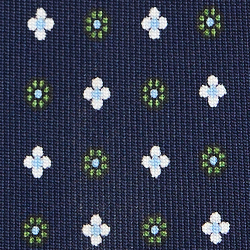 DARK BLUE 9 FOLD SARTORIAL PRINTED SILK TIE