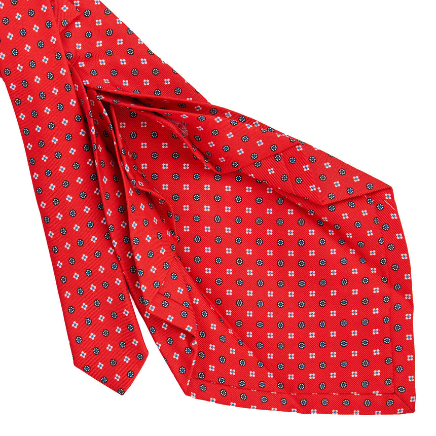 CRAVATTA SARTORIALE 9 PIEGHE IN SETA STAMPATA ROSSA