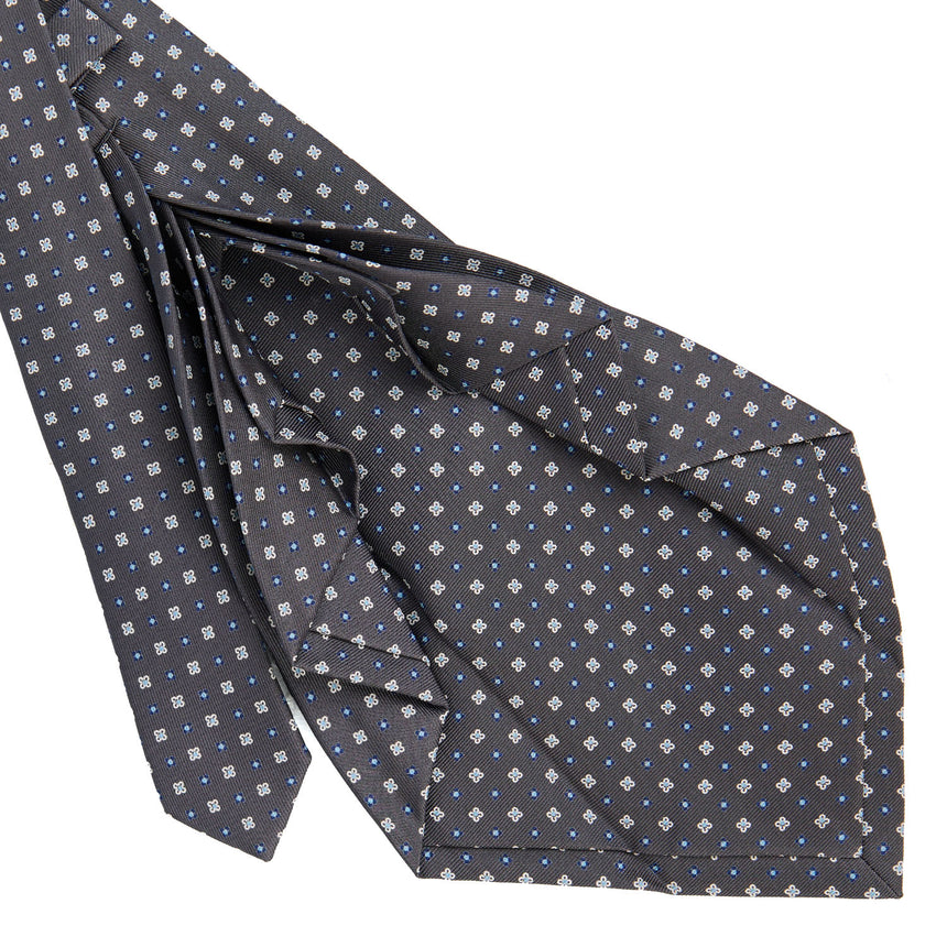 CRAVATTA SARTORIALE 9 PIEGHE IN SETA STAMPATA GRIGIO SCURO