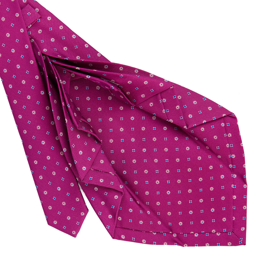 CRAVATTA SARTORIALE 9 PIEGHE IN SETA STAMPATA FUCSIA