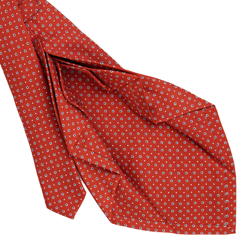RED 9 FOLD SARTORIAL PRINTED SILK TIE