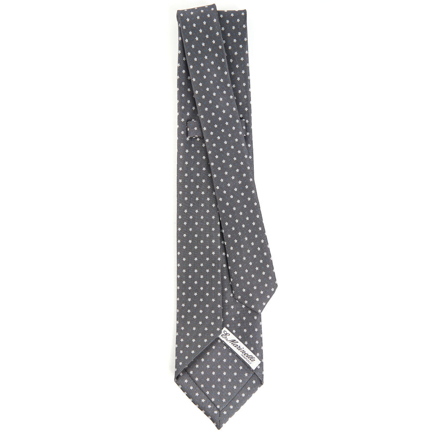 dark_grey_5_fold_sartorial_silk_tie_small_flower_pattern_full_back_view