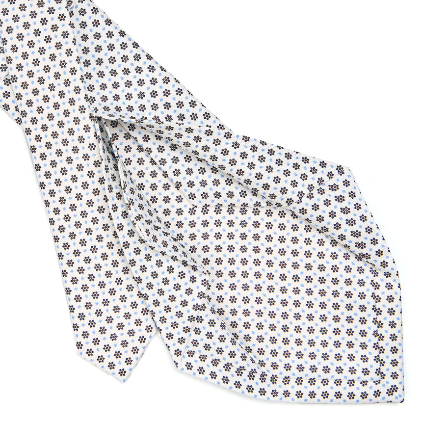 WHITE 5 FOLD SARTORIAL SILK TIE