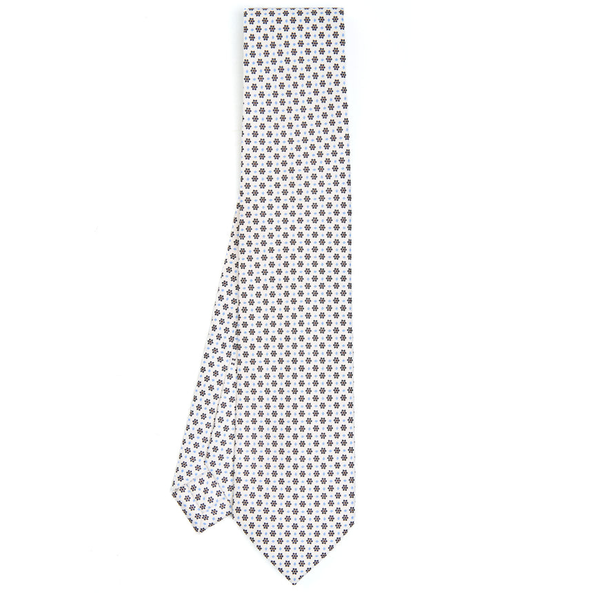 WHITE 5 FOLD SARTORIAL SILK TIE