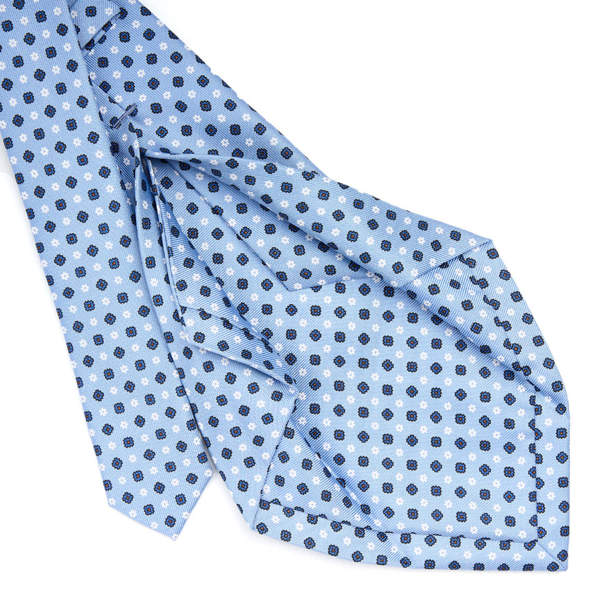 CRAVATTA SARTORIALE 5 PIEGHE IN SETA AZZURRA
