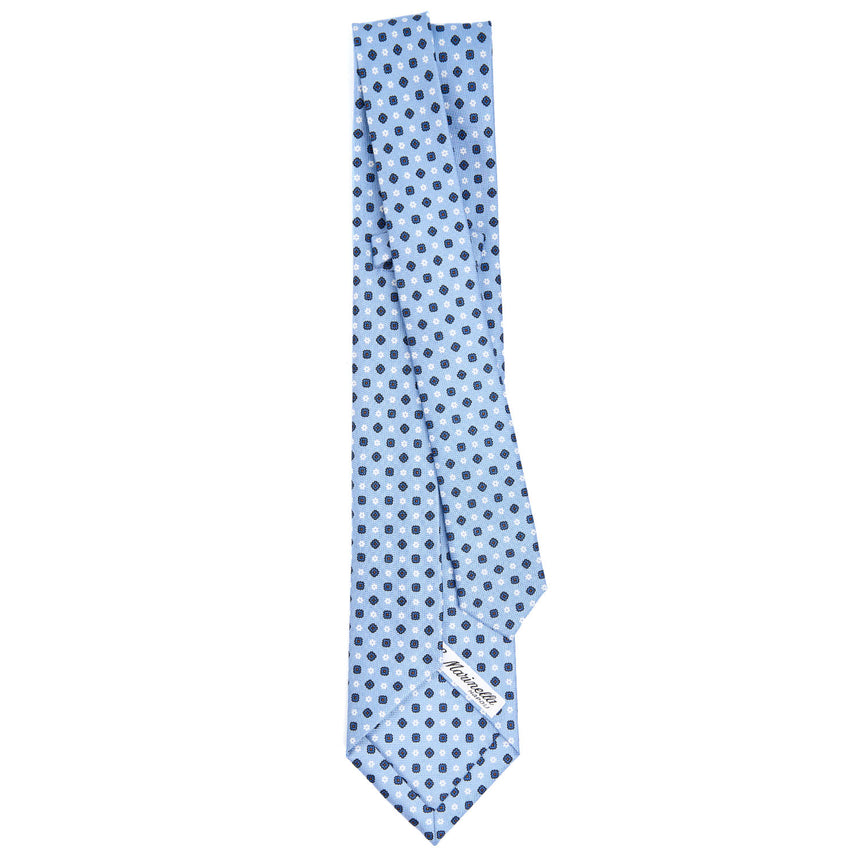 CRAVATTA SARTORIALE 5 PIEGHE IN SETA AZZURRA