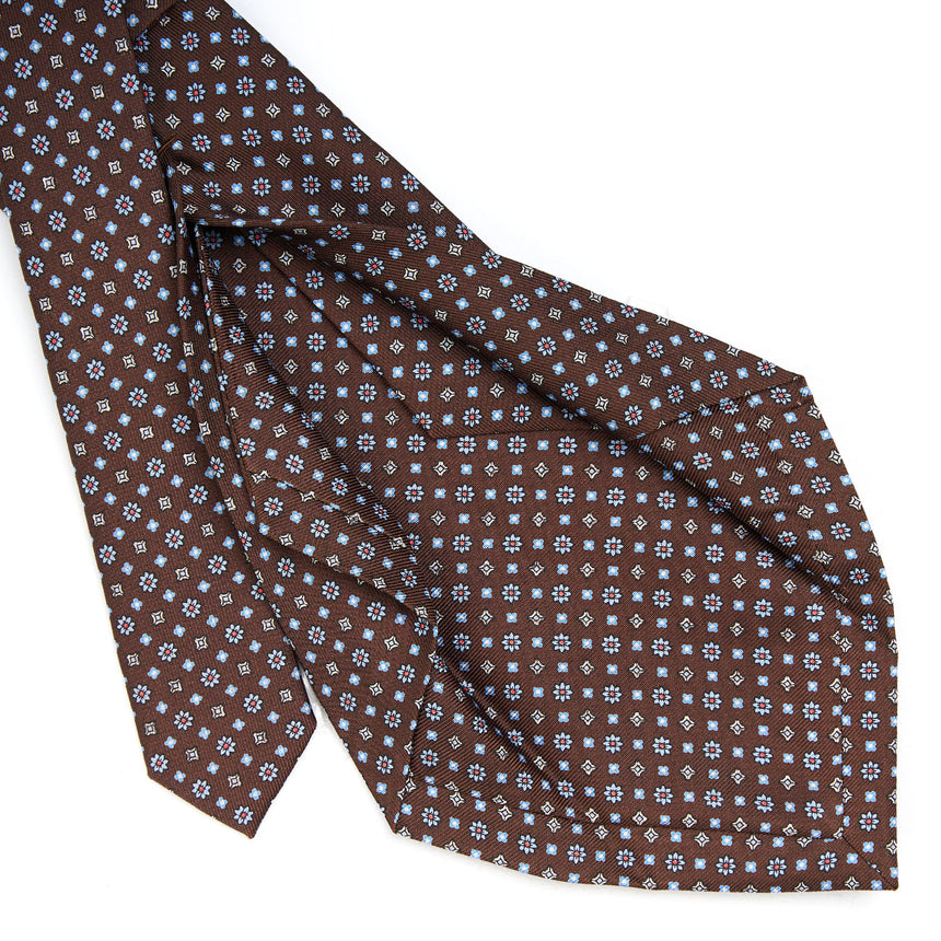 CRAVATTA SARTORIALE 5 PIEGHE IN SETA MARRONE SCURO