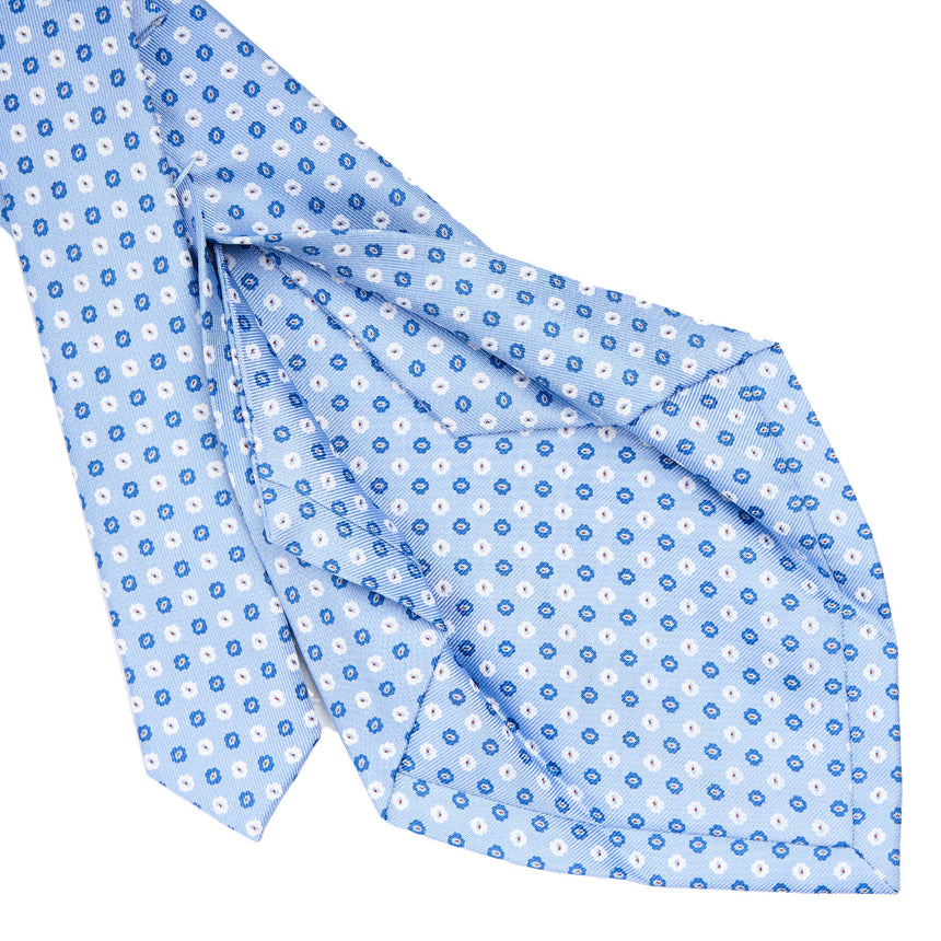 CRAVATTA SARTORIALE 5 PIEGHE IN SETA AZZURRA