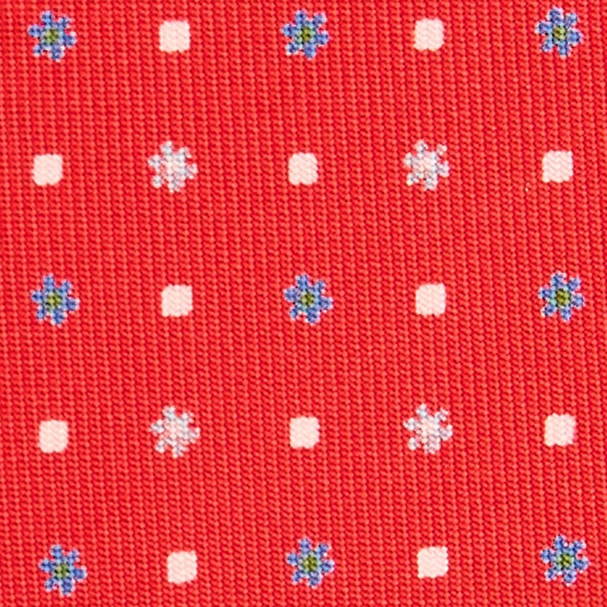 red_5_fold_sartorial_silk_tie_small_flower_pattern_fabric_pattern_detail