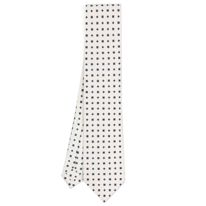 WHITE 5 FOLD SARTORIAL SILK TIE