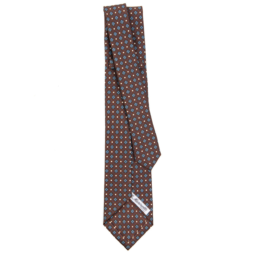 dark_brown_5_fold_sartorial_silk_tie_small_flower_pattern_full_back_view