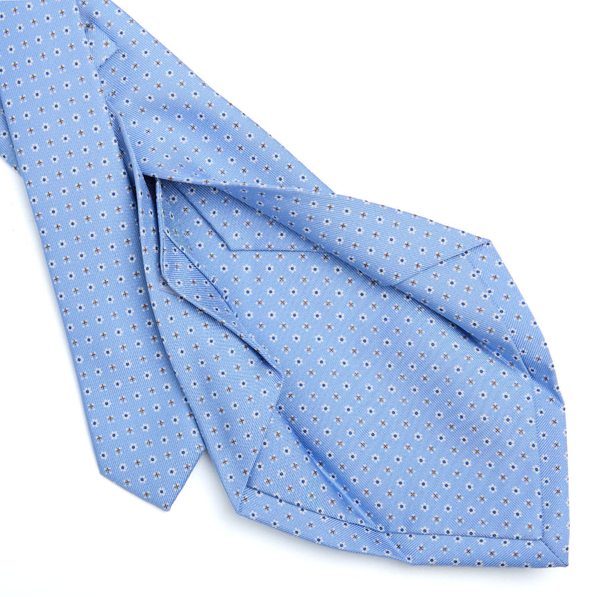 CRAVATTA SARTORIALE 5 PIEGHE IN SETA AZZURRA