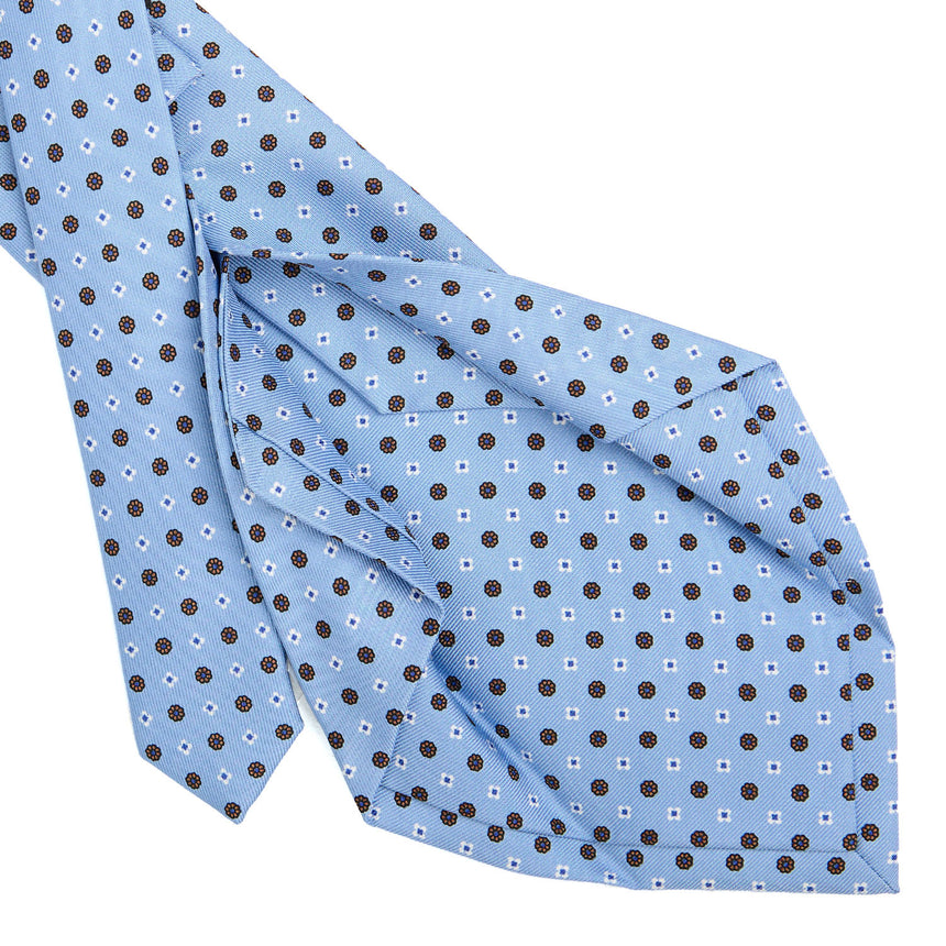 CRAVATTA SARTORIALE 5 PIEGHE IN SETA AZZURRA