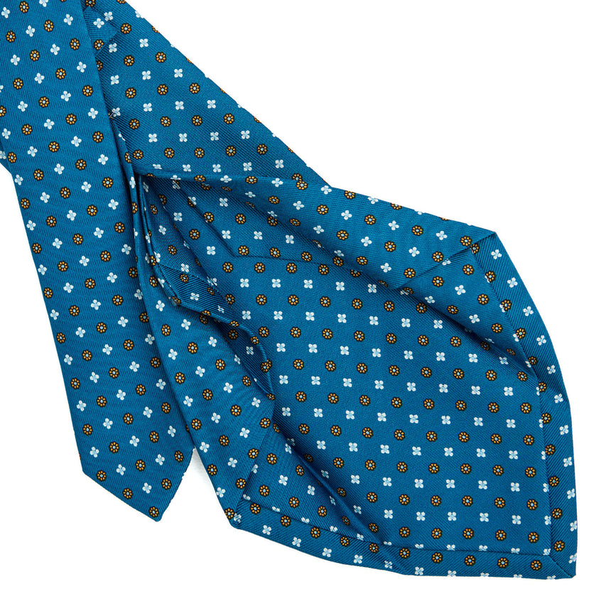 CRAVATTA SARTORIALE 5 PIEGHE IN SETA BLU MEDIO