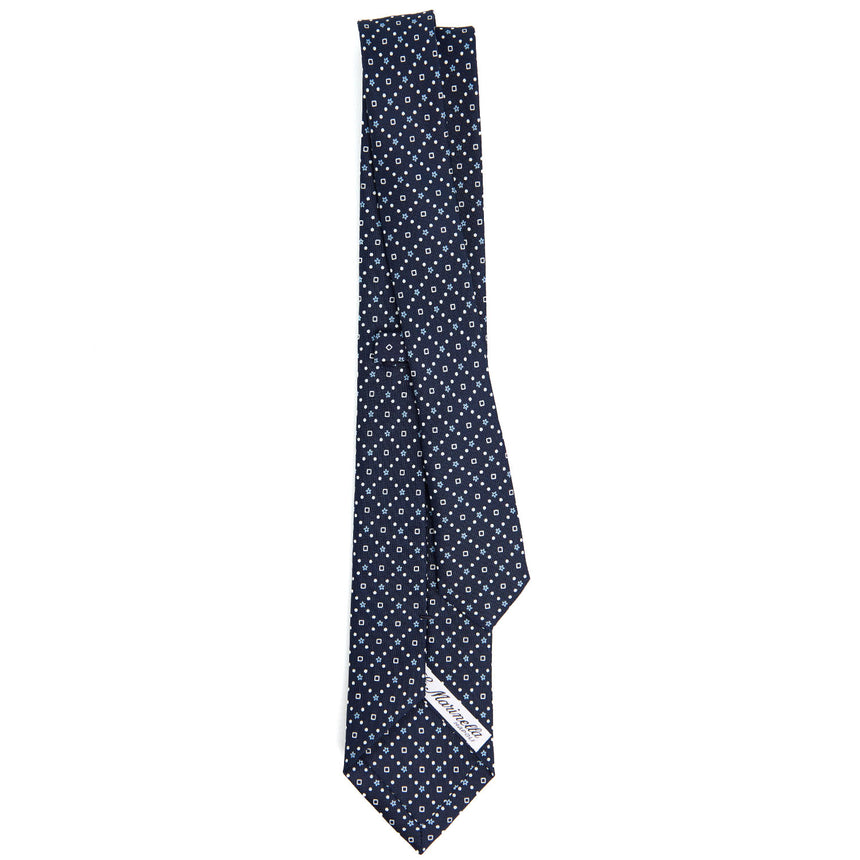dark_blue_sartorial_7_cm_silk_tie_small_flower_pattern_full_back_view
