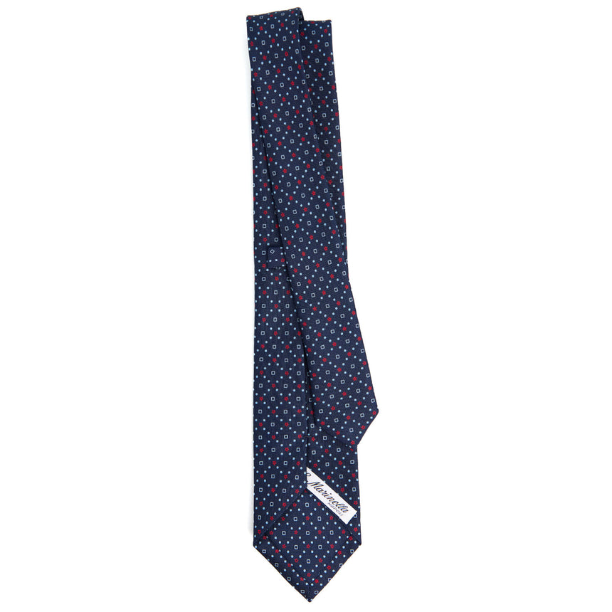 dark_blue_sartorial_7_cm_silk_tie_small_flower_pattern_full_back_view